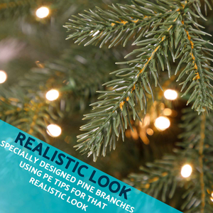 Dellonda DH80 DH81 DH82 Pre-Lit Artificial Hinged Bushy Christmas Tree, with Warm LED Lights, PE/PVC Mix Tips, Green