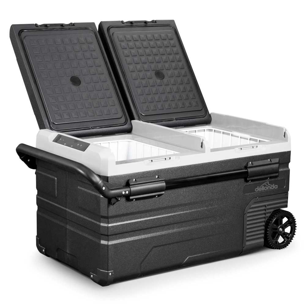Dellonda DL127 Dual Zone Portable Car Food Fridge, Fridge, Cooler Box with Digital Display, 75 Litre Capacity, 12/24V, Black