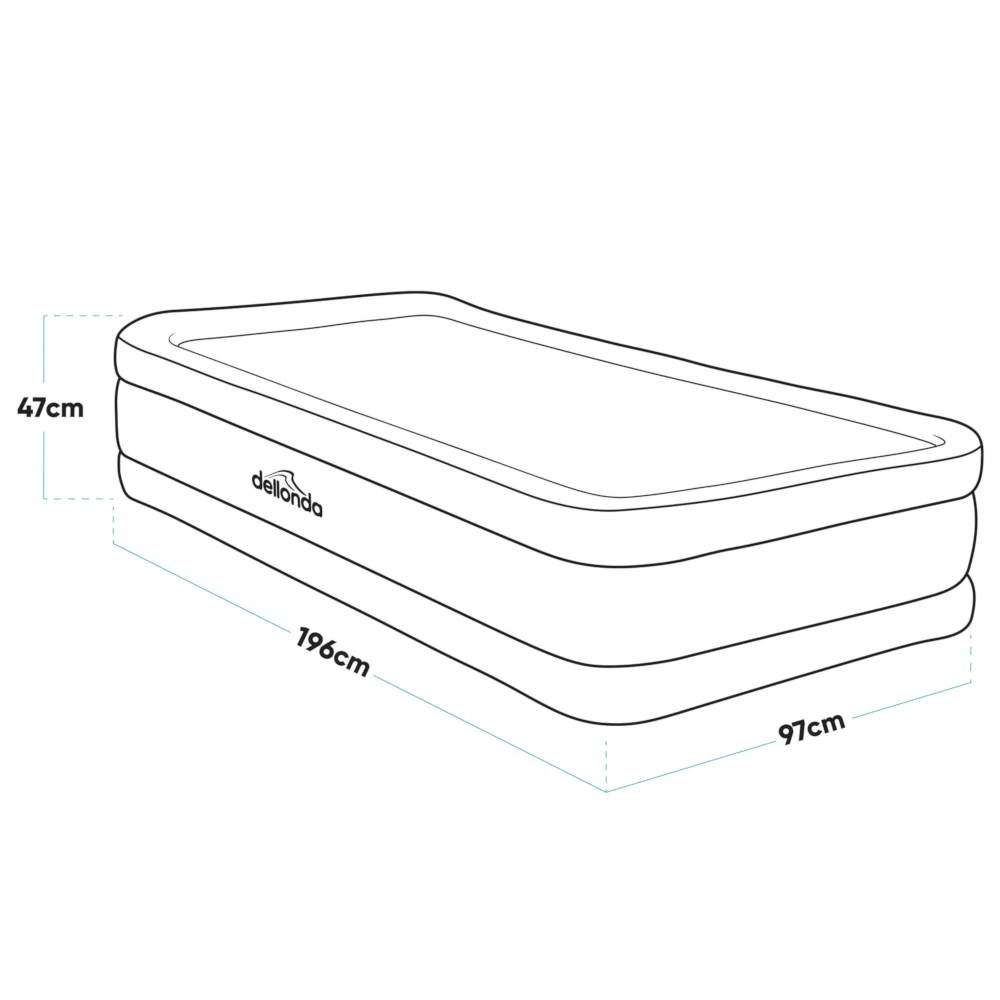 Dellonda DL144 Single High Raised Air Mattress Camping Bed with Removable Electric Pump