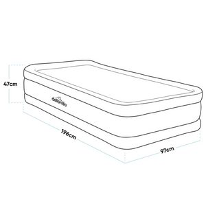 Dellonda DL144 Single High Raised Air Mattress Camping Bed with Removable Electric Pump
