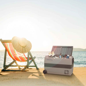 Dellonda DL14 Dual Zone Portable Car Food Fridge, Fridge, Cooler Box with Digital Display, 50 Litre Capacity, 12/24V, Grey