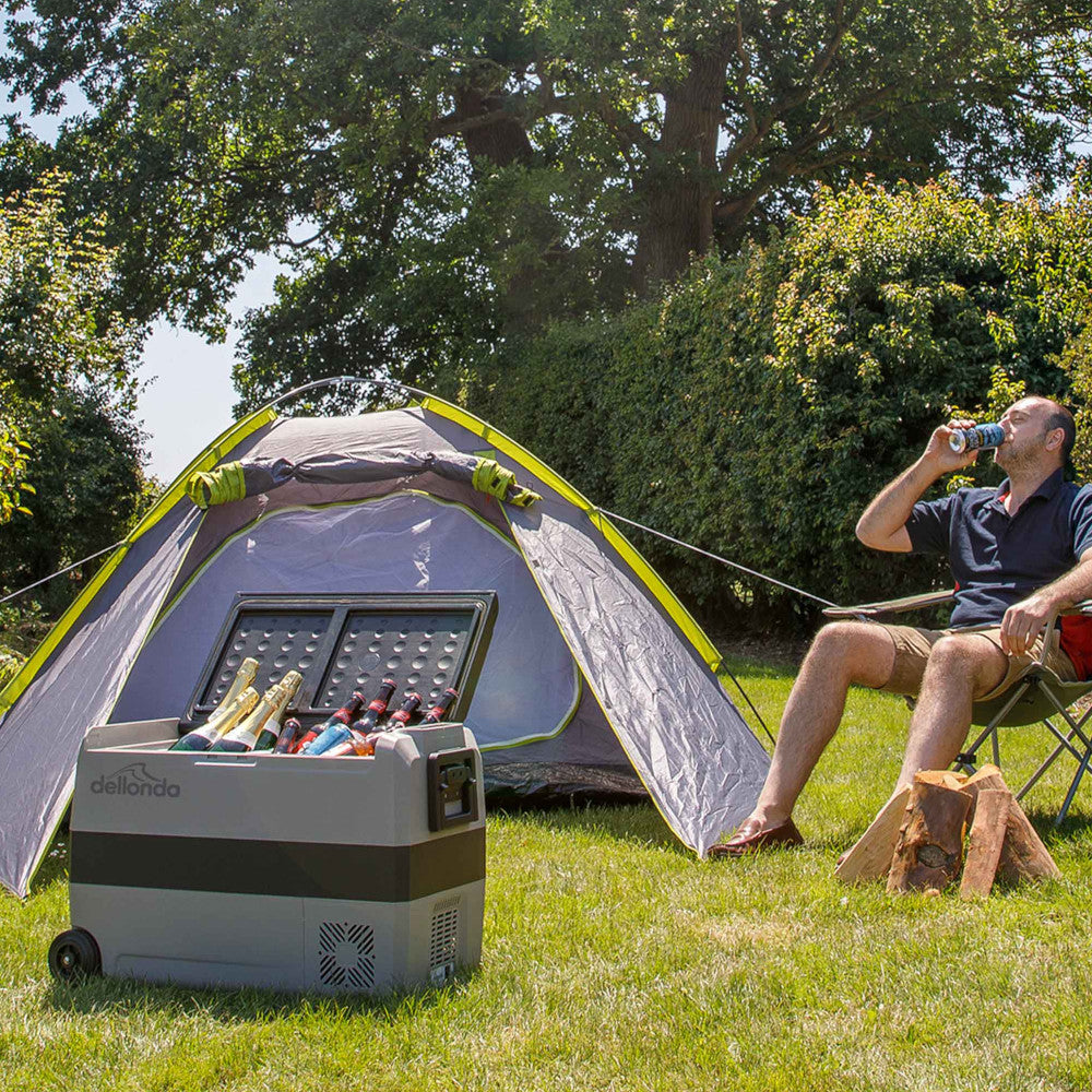 Dellonda DL14 Dual Zone Portable Car Food Fridge, Fridge, Cooler Box with Digital Display, 50 Litre Capacity, 12/24V, Grey
