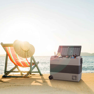 Dellonda DL15 Dual Zone Portable Car Food Fridge, Fridge, Cooler Box with Digital Display, 60 Litre Capacity, 12/24V, Grey