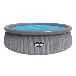 Dellonda DL18 Inflatable Round Swimming Paddling Pool with Filter Pump, 15ft, Grey Rattan