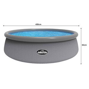 Dellonda DL18 Inflatable Round Swimming Paddling Pool with Filter Pump, 15ft, Grey Rattan
