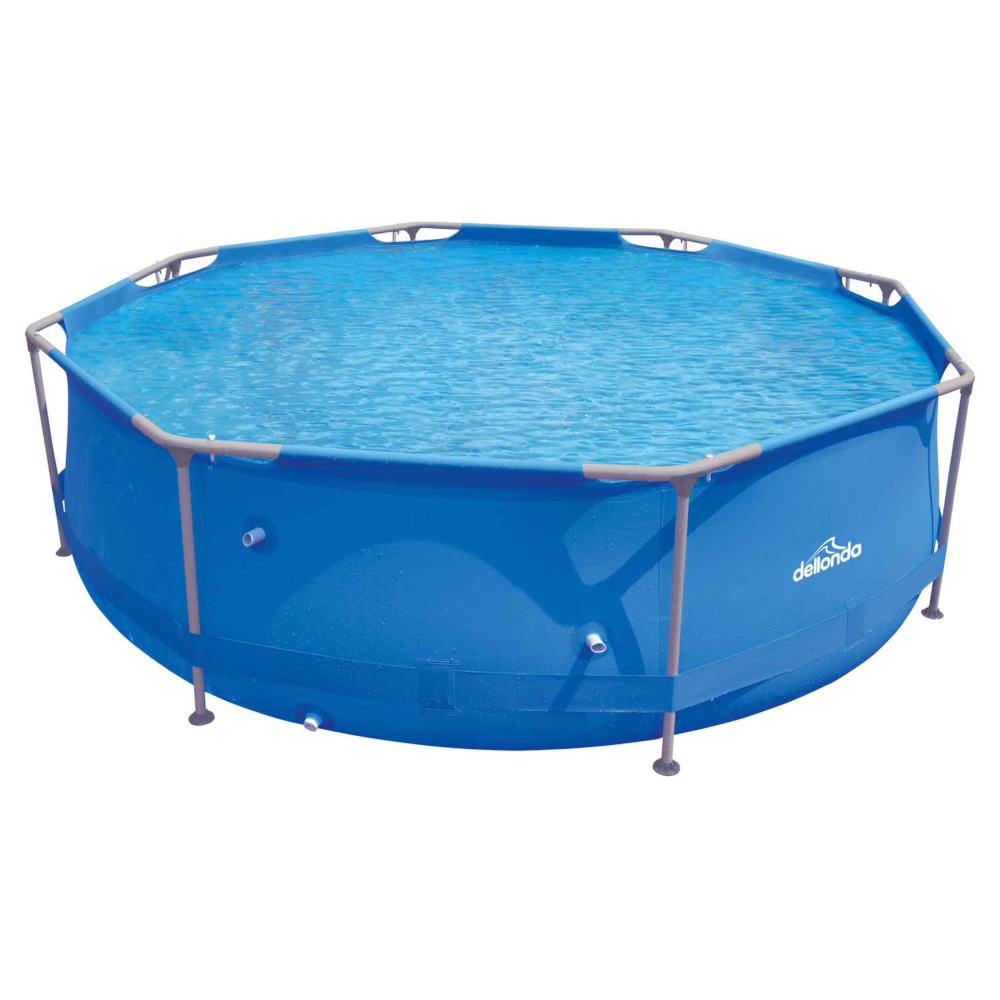 Dellonda DL19 Super Steel Frame Round Swimming Paddling Pool with Filter Pump, 10ft, Blue