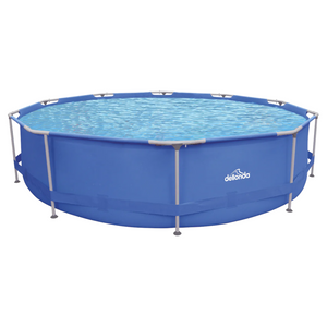 Dellonda DL20 Super Steel Frame Round Swimming Paddling Pool with Filter Pump, 12ft, Blue