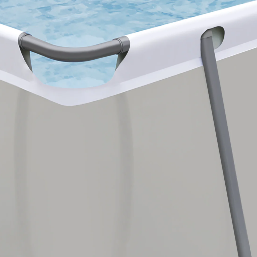 Dellonda DL21 DL22 Deluxe Steel Frame Rectangular Swimming Paddling Pool with Filter Pump, Grey