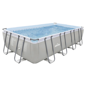 Dellonda DL22 Deluxe Steel Frame Rectangular Swimming Paddling Pool with Filter Pump, 18ft, Grey