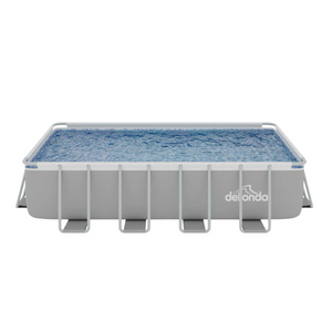 Dellonda DL22 Deluxe Steel Frame Rectangular Swimming Paddling Pool with Filter Pump, 18ft, Grey