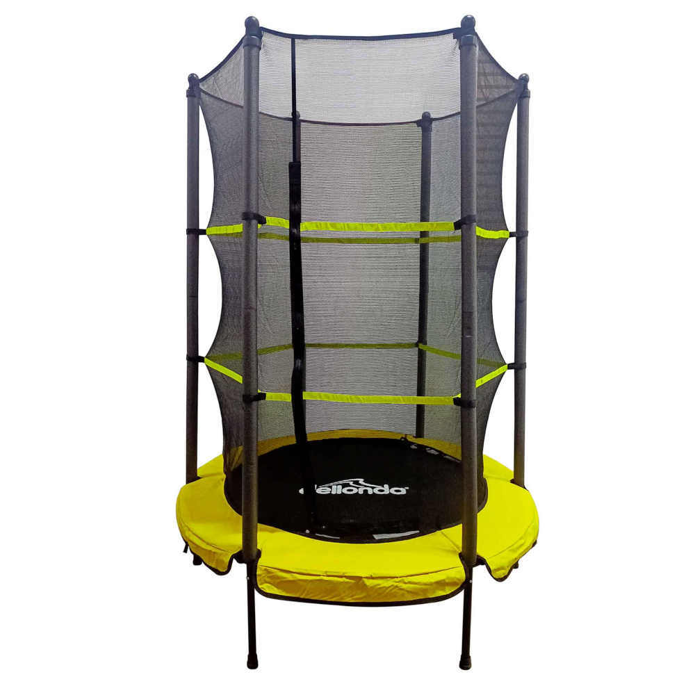Dellonda DL65 Mini Kids Child Indoor Outdoor Bouncer Trampoline with Safety Enclosure Net, 5ft, Yellow