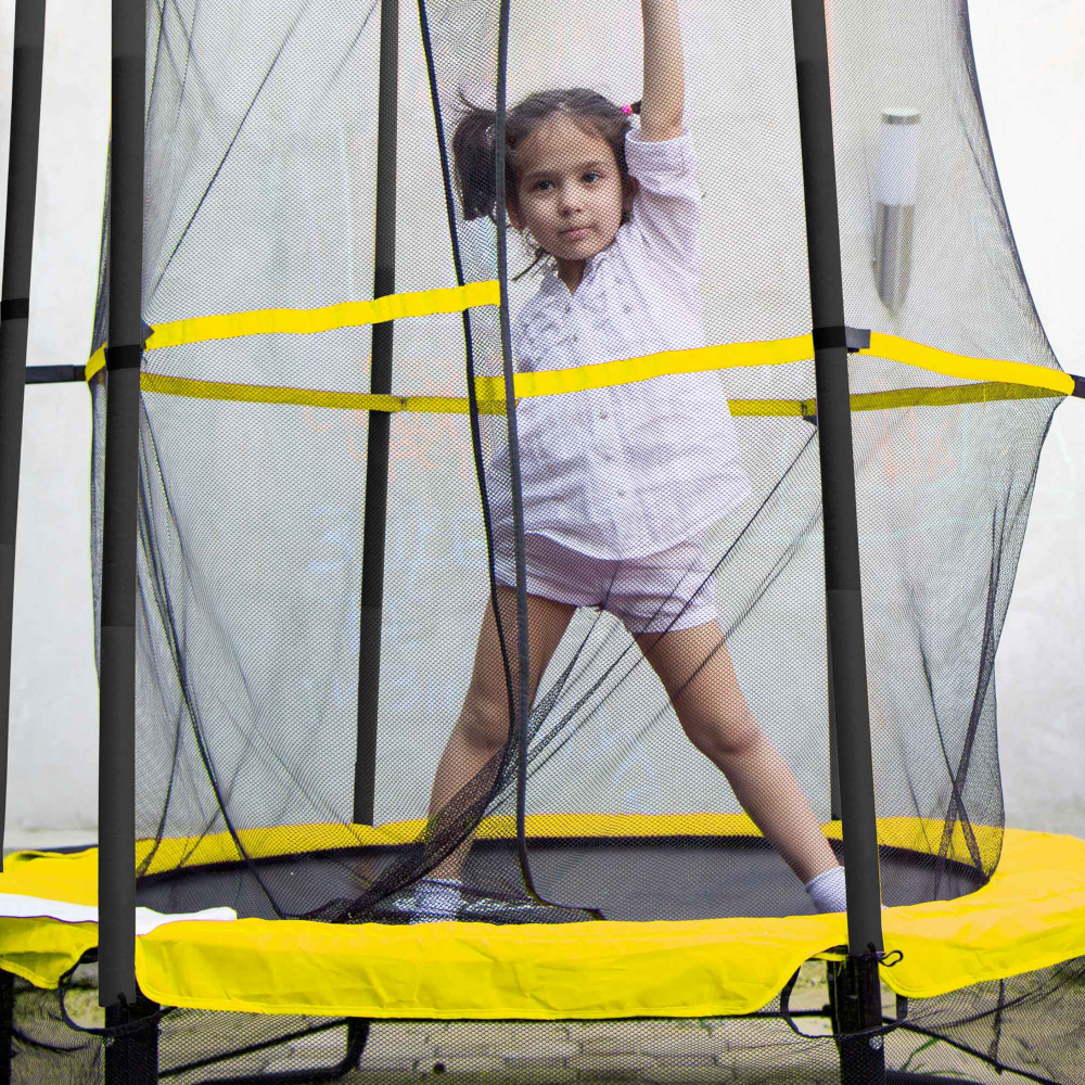 Dellonda DL65 Mini Kids Child Indoor Outdoor Bouncer Trampoline with Safety Enclosure Net, 5ft, Yellow