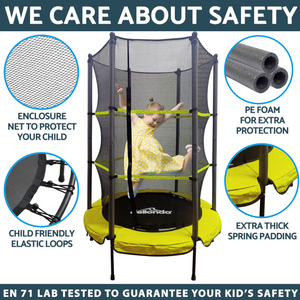 Dellonda DL65 Mini Kids Child Indoor Outdoor Bouncer Trampoline with Safety Enclosure Net, 5ft, Yellow