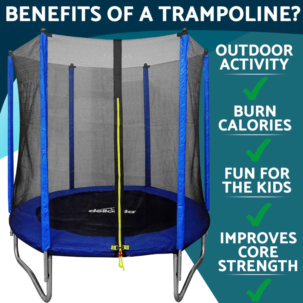 Dellonda DL66 DL67 DL69 Heavy Duty Kids Child Outdoor Bouncer Trampoline with Safety Enclosure Net, Blue
