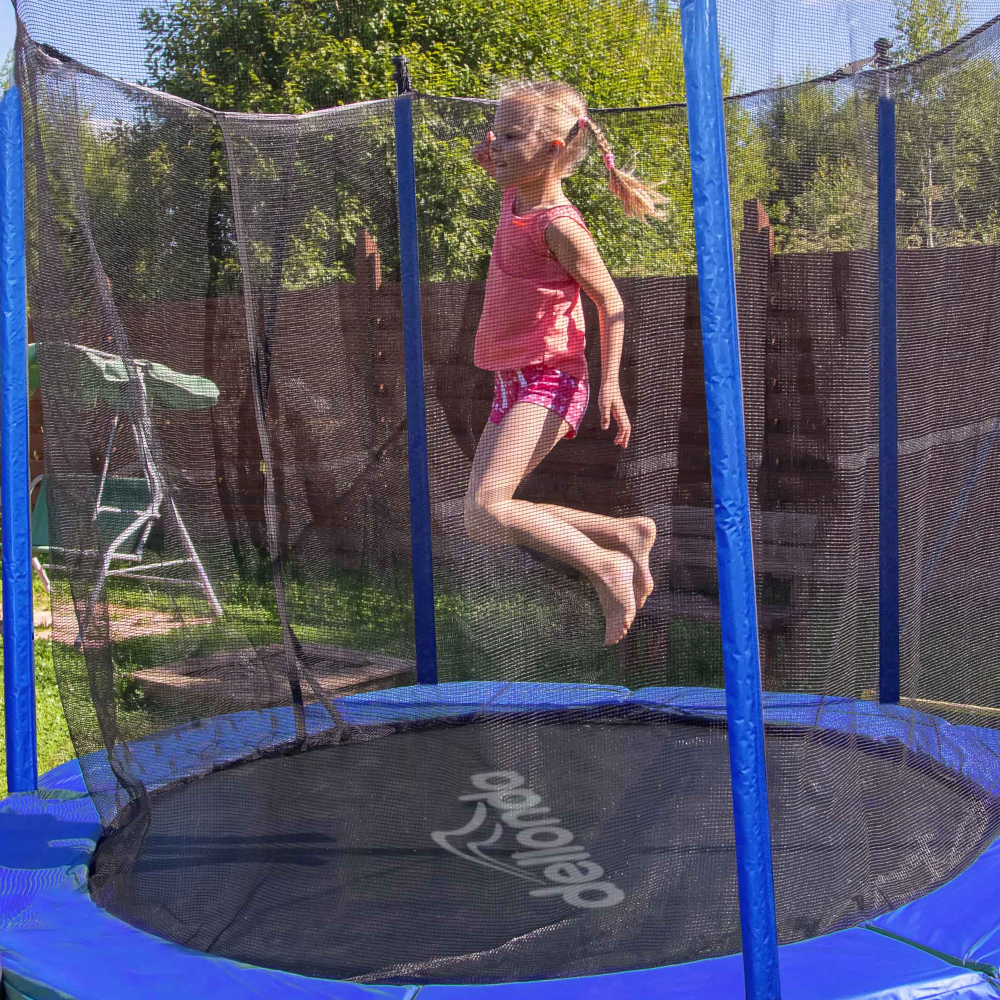 Dellonda DL66 DL67 DL69 Heavy Duty Kids Child Outdoor Bouncer Trampoline with Safety Enclosure Net, Blue