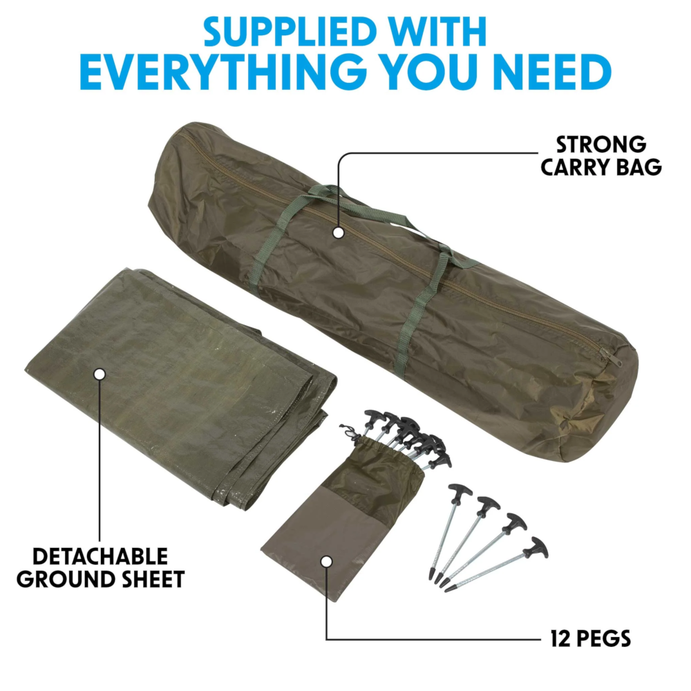 Dellonda DL75 Portable One Person Fishing Camping Weatherproof Bivvy Tent Shelter Cover, Green