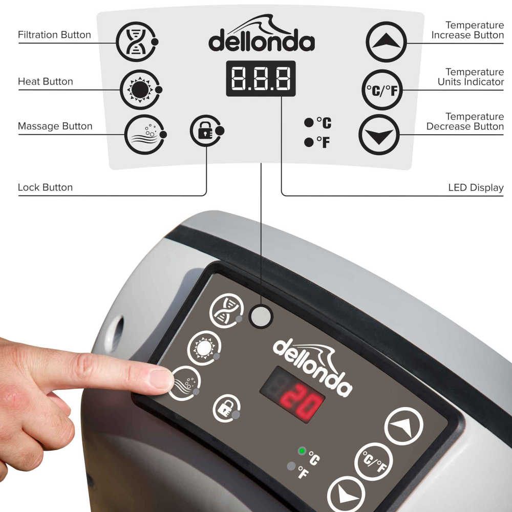 Dellonda DL88 DL89 DL90 DL91 Inflatable Round Outdoor Hot Tub Bubble Jet Spa with Smart Pump