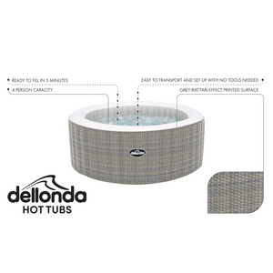 Dellonda DL91 Outdoor Inflatable Hot Tub Spa 4-6 People with Smart Pump Rattan Effect