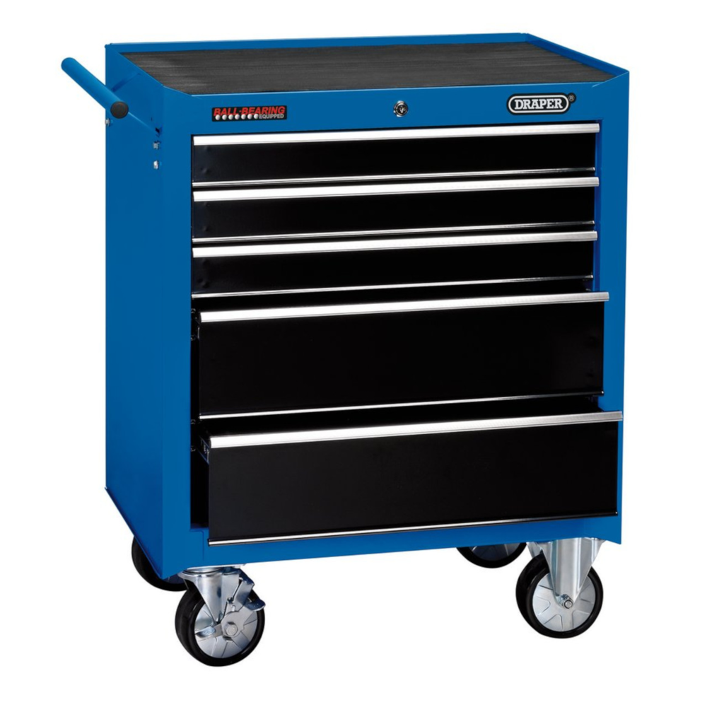 Draper 5 Drawer Rollcab with Ball Bearing Slides - Blue - EX-D