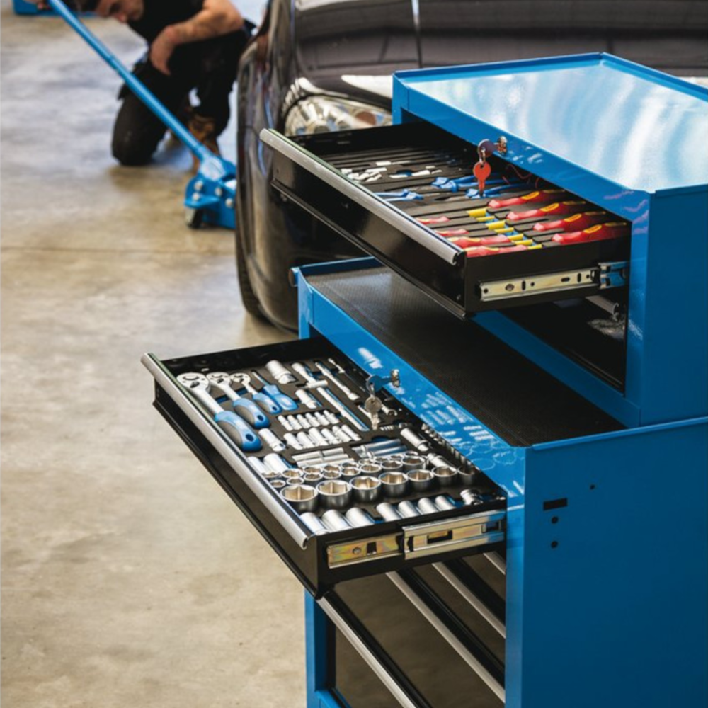 Draper 5 Drawer Rollcab with Ball Bearing Slides - Blue - EX-D