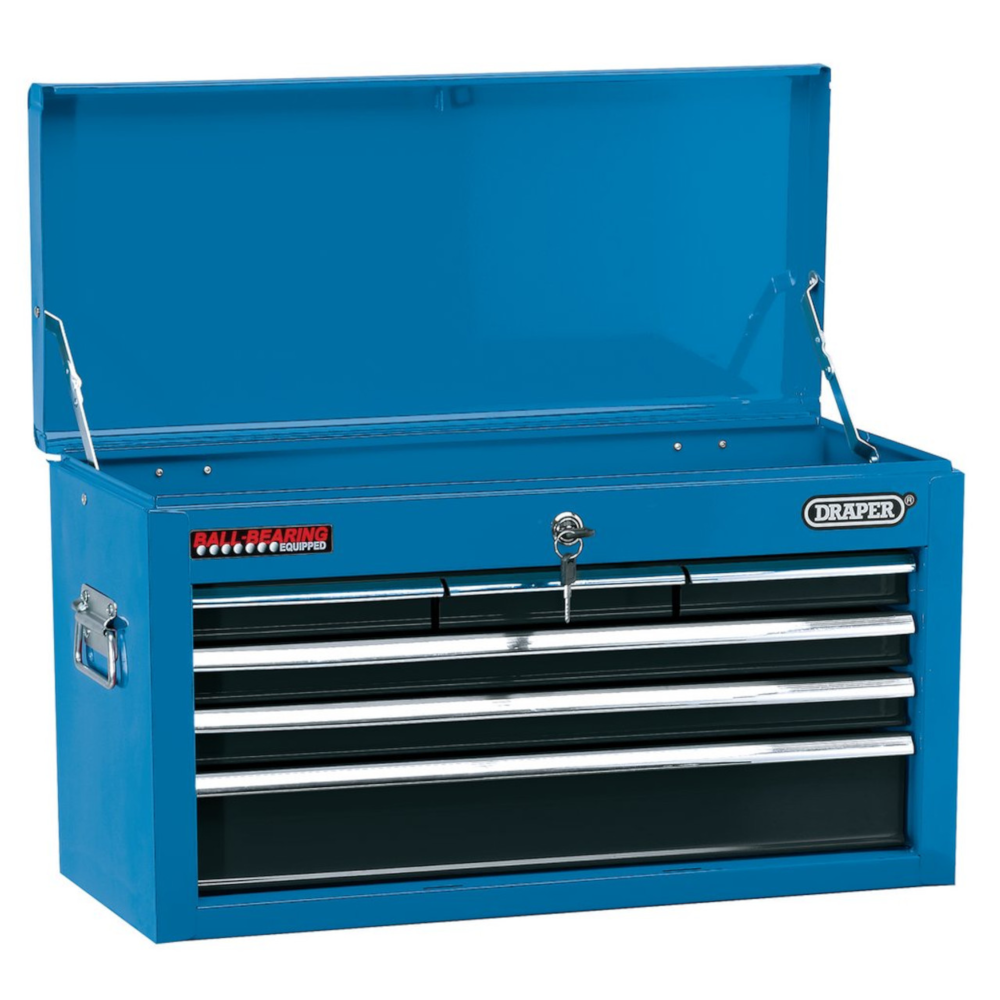 Draper 51690 6 Drawer Narrow Top Tool Chest Storage Box 24" with Ball Bearing Slides Blue
