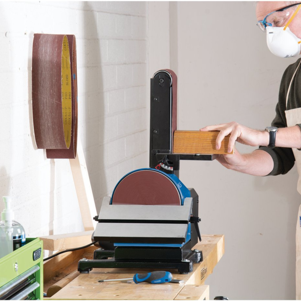 Draper 98525 Bench Mounted Garage Workshop Belt and Disc Sander 915 x 100mm/200mm 500W 230V