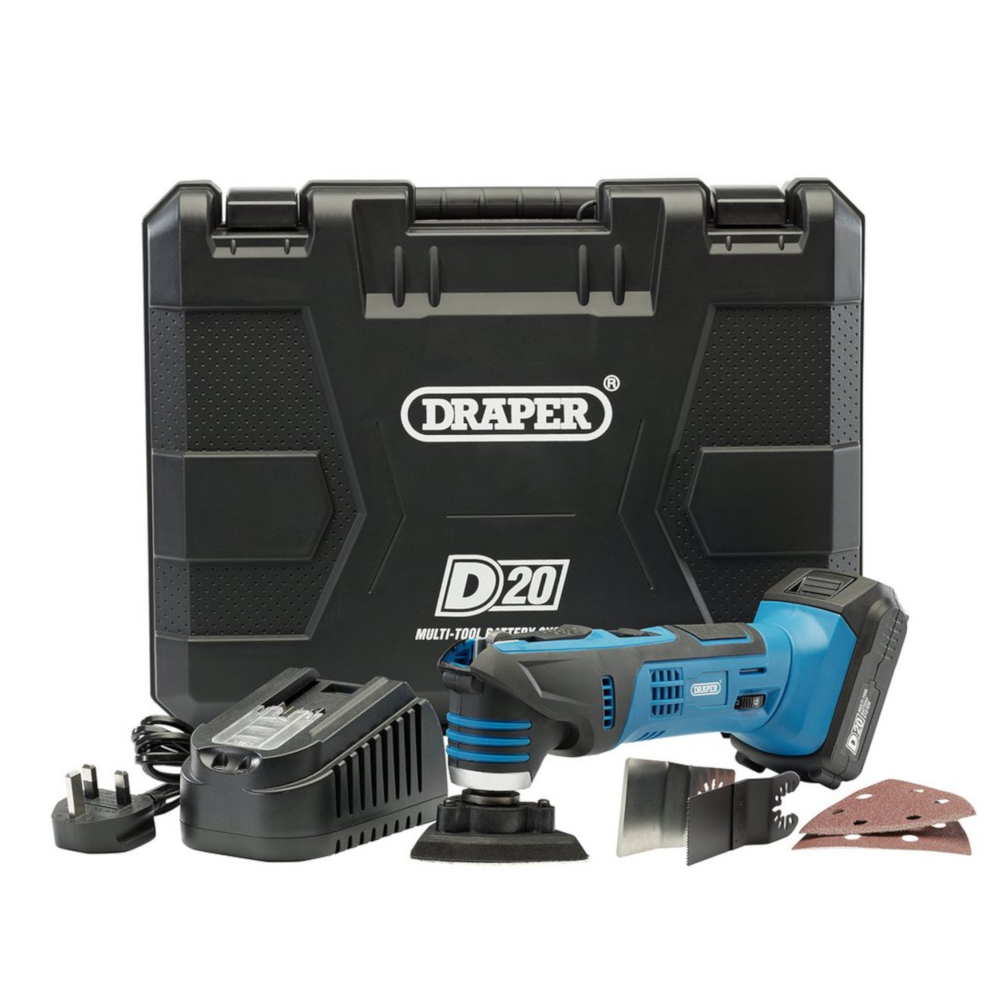 Draper 00595 D20 20V Cordless Oscillating Multi Tool, with 2.0Ah Battery and Charger