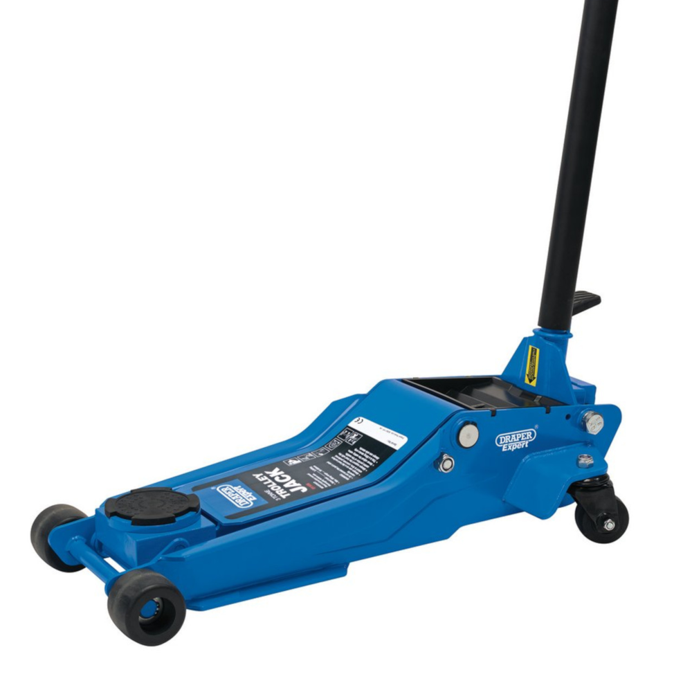 Draper 01106 3 Tonne Professional Low Profile Garage Workshop Lift Trolley Jack with Quick Lift Blue