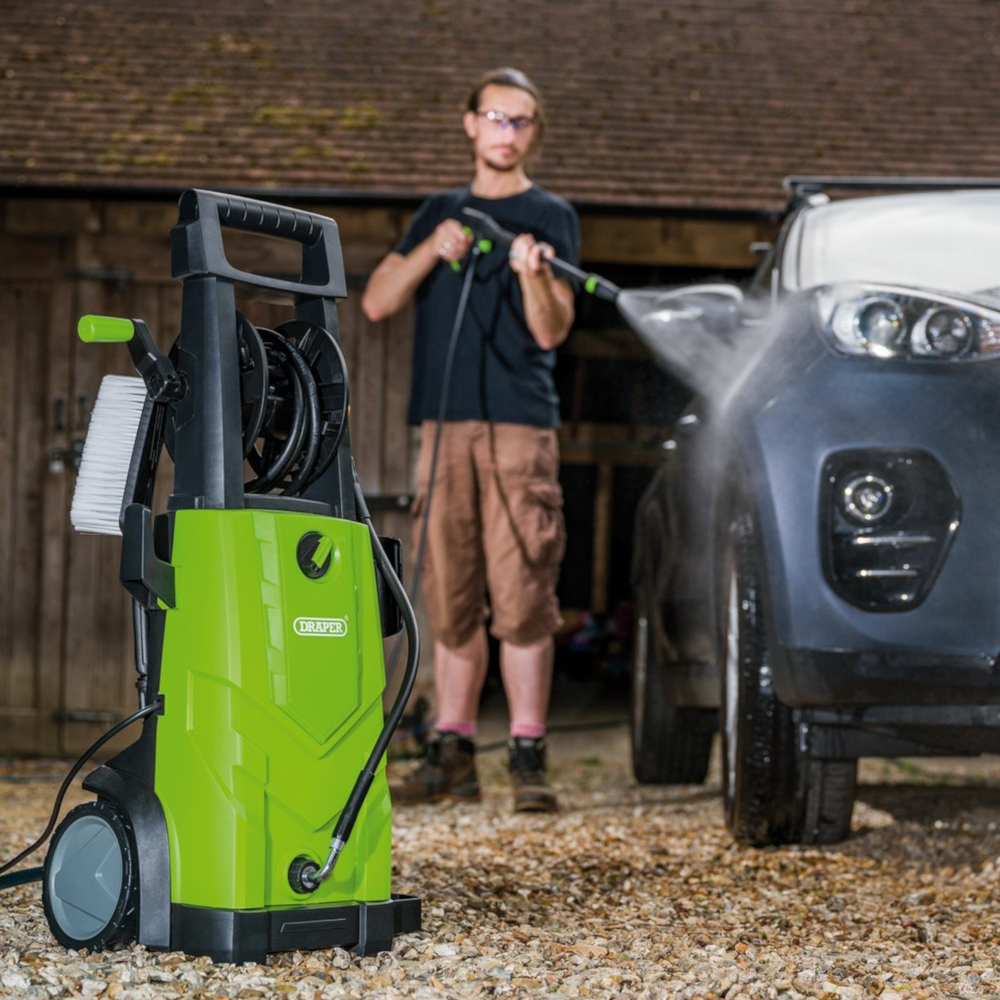 Draper 03095 Pressure Washer Car Patio Garden Jet Cleaner, 165bar, 2200W 230V, Green
