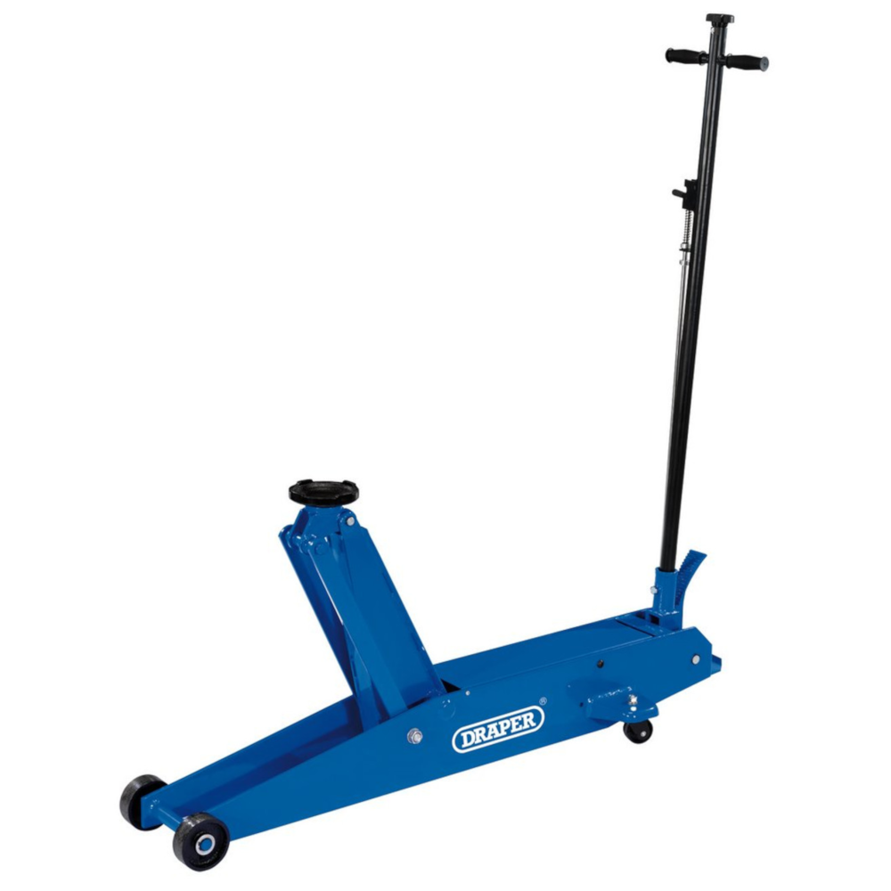 Draper 03463 3 Tonne Heavy Duty Long Chassis Profile Garage Workshop Lift Trolley Jack with Quick Lift Blue
