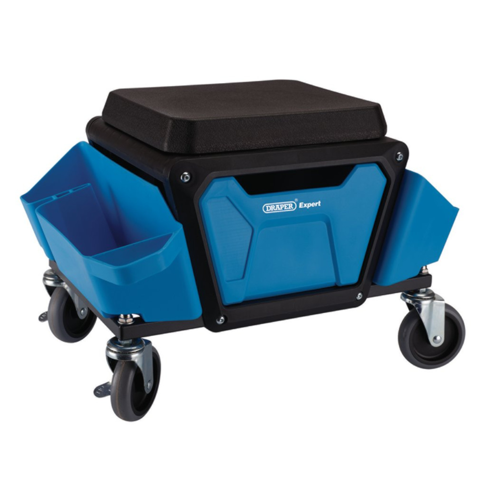 Draper 23716 Expert Mechanics Garage Work Stool Chair Seat with Storage