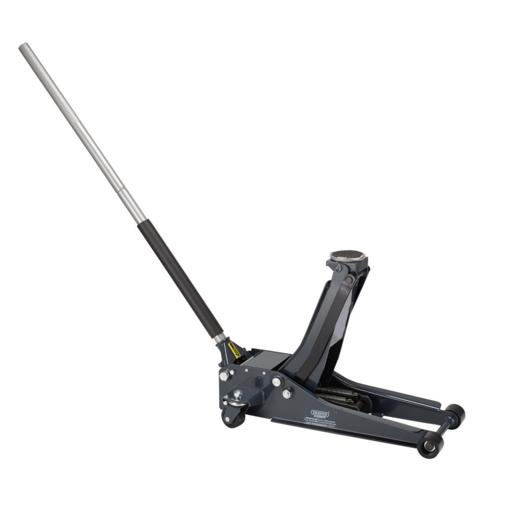 Draper 24271 Expert 3 Tonne Low Entry Profile Garage Workshop Vehicle Lifting Trolley Jack with Quick Lift Grey