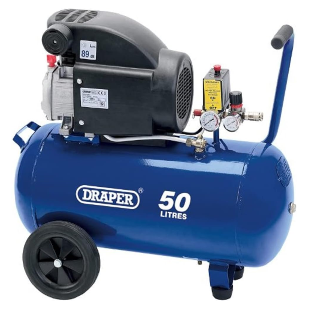Draper 24981 Direct Drive Air Compressor with Wheels, 50 Litre, 2hp 1.5kW 230V