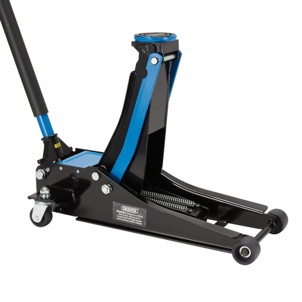 Draper 28465 2.25 Tonne Low Entry Profile Garage Workshop Vehicle Trolley Jack with Quick Lift Blue