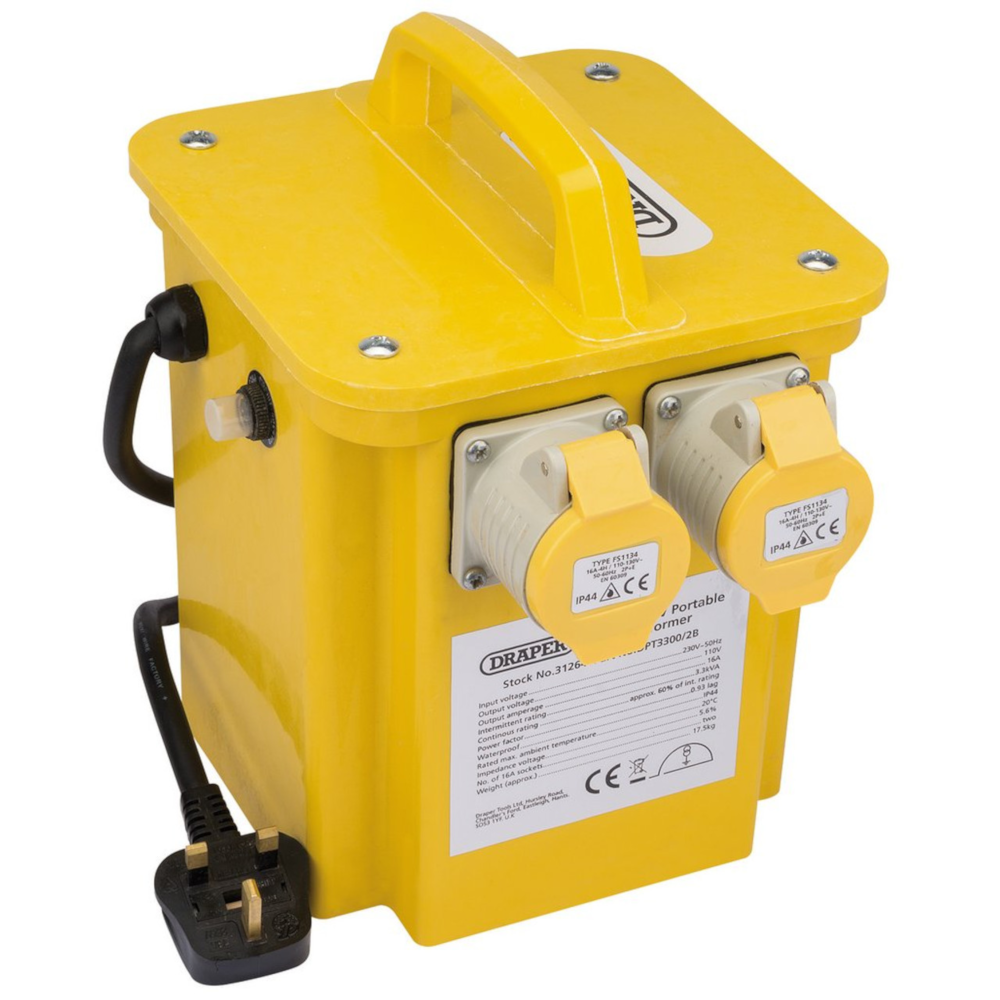 Draper 31264 Portable Power Tool Lighting Site Transformer 110V 3.3kVA