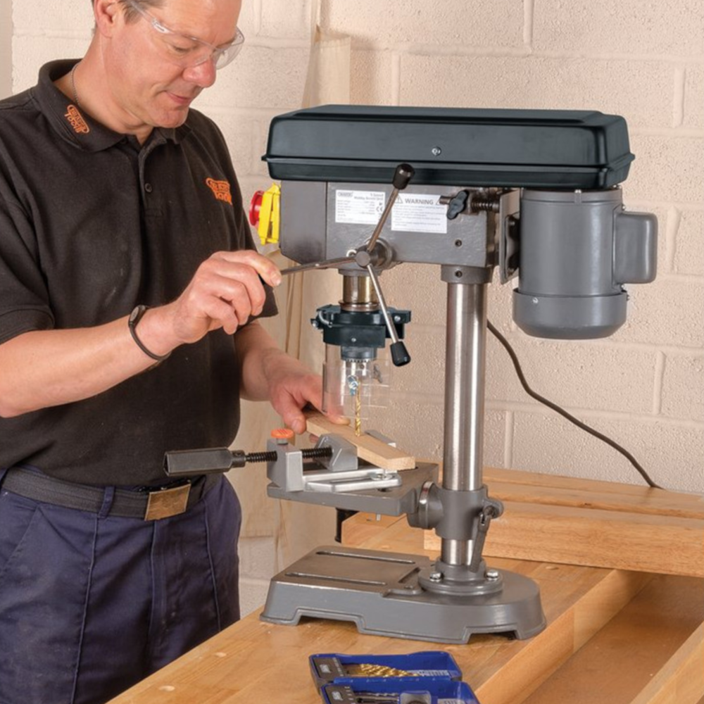 Draper 38255 Storm Force Bench Mounted Pillar Drill, 580mm Height, 5 Speed, 350W 230V
