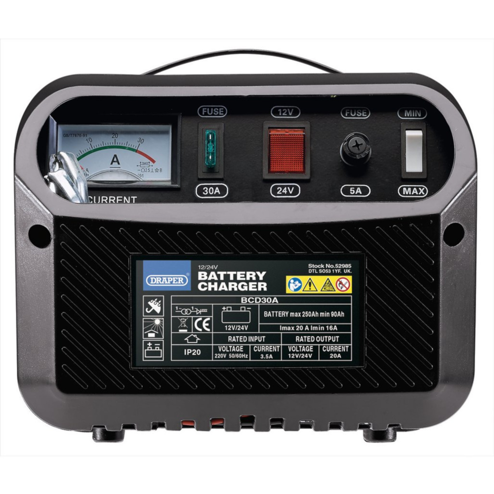 Draper 52985 Vehicle Battery Charger 16-20 Amp 12V 24V