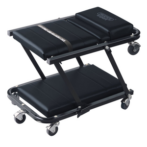 Draper 56224 Mechanics Garage Workshop Adjustable Work Creeper and Chair Seat Black