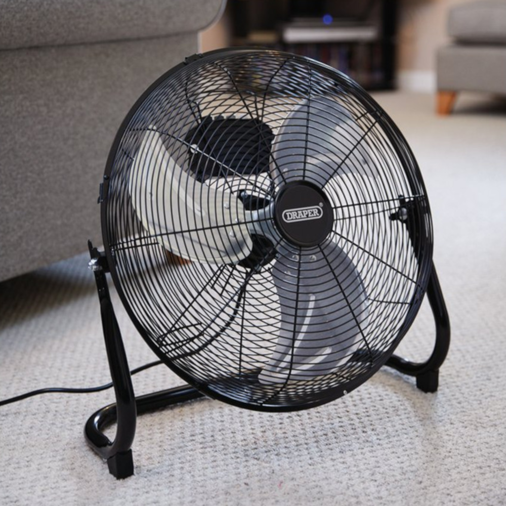 Draper 70432 16" 3 Speed High Velocity Portable Air Cooling Floor Fan 100W 230V