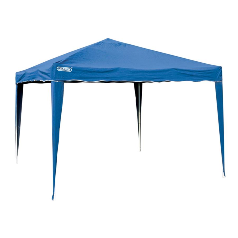 Draper 76940 Concertina Pop Up Gazebo, Outdoor Garden Cover, 3m x 3m, Blue