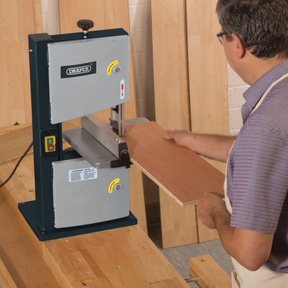 Draper 82756 Bench Mounted Wood Cutting Bandsaw with Steel Table 200mm Throat 250W 230V