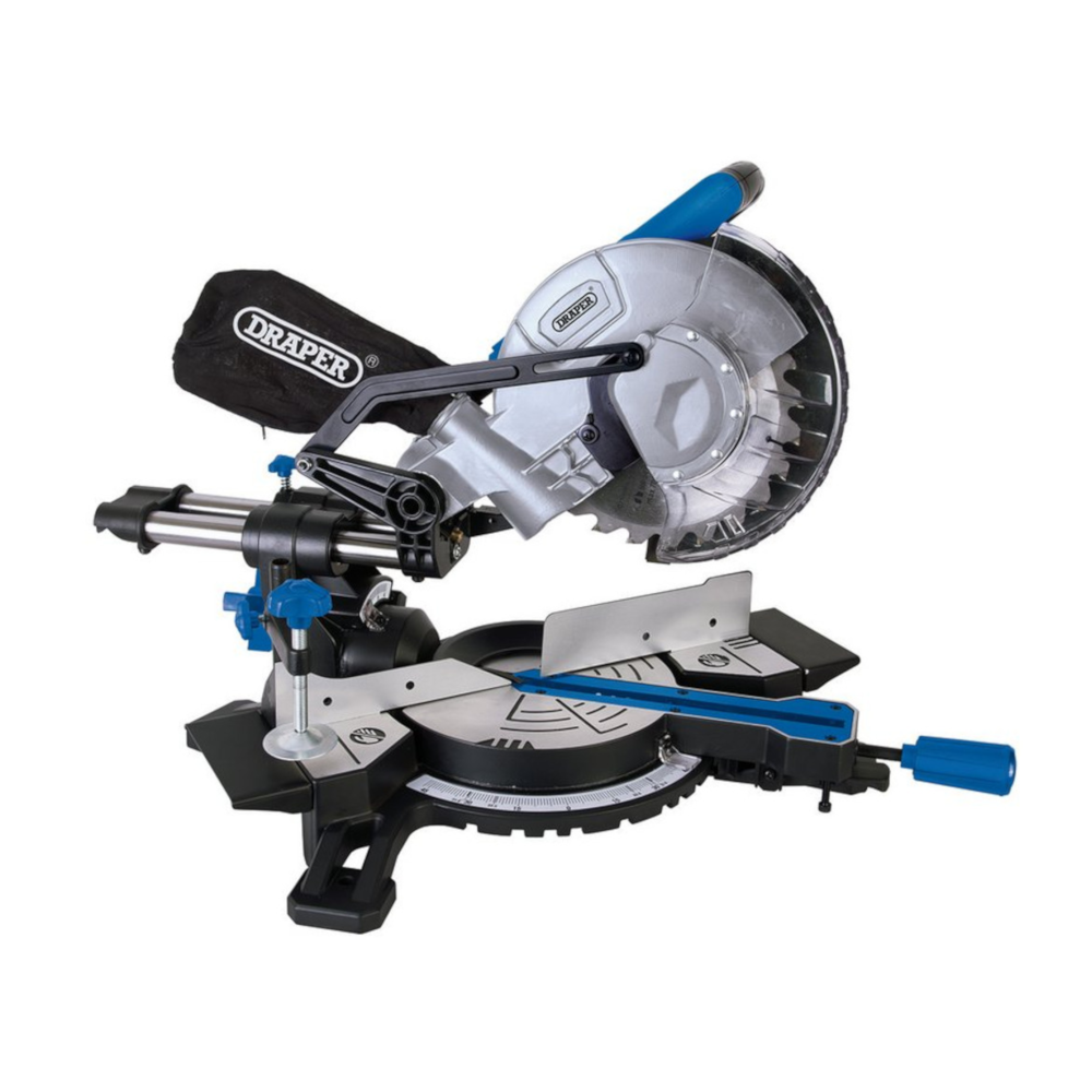 Draper 83677 Single Bevel Compound Woodworking Mitre Saw with Laser Guide 210mm 1500W 230V