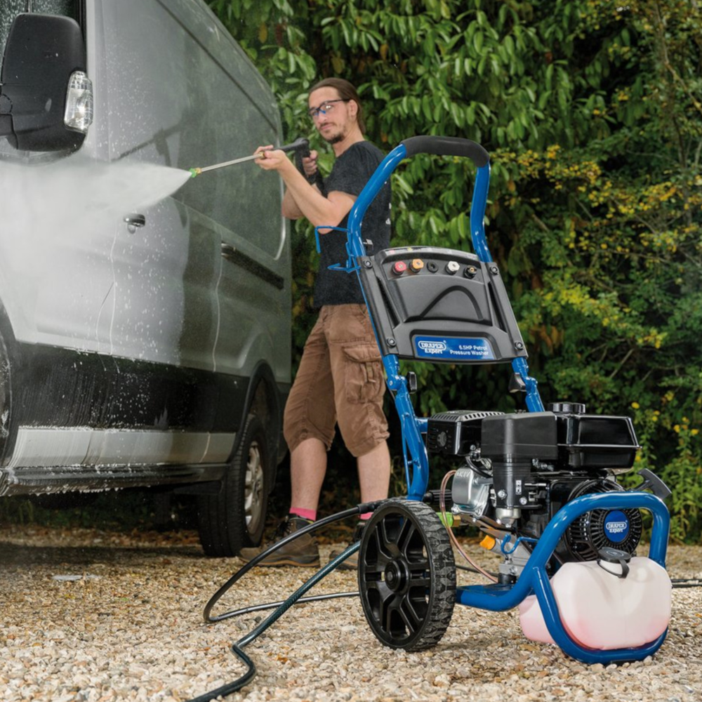 Draper 83818 Expert Heavy-Duty Petrol Pressure Washer Jet Cleaner, 186bar, 4-Stroke, 196cc, 6.5hp