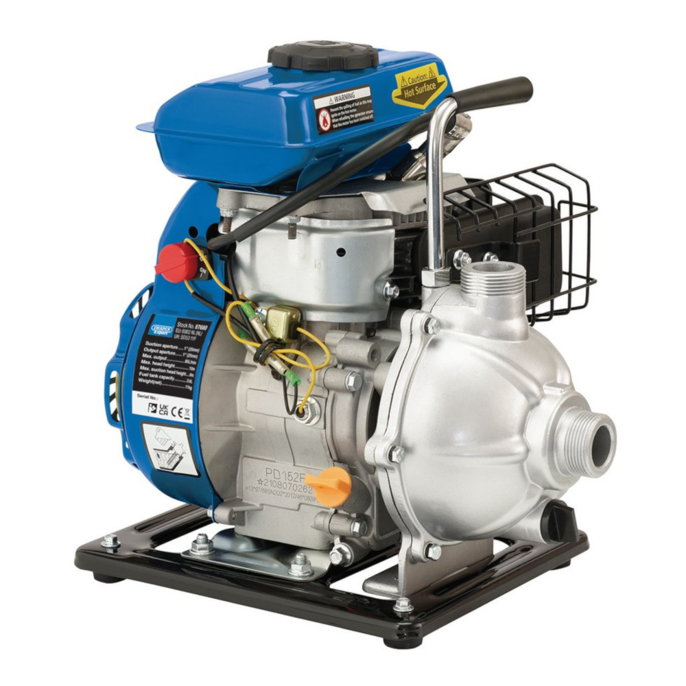 Draper 87680 Expert Petrol Engine Water Pump 25mm, 85L/Min, 2.5hp