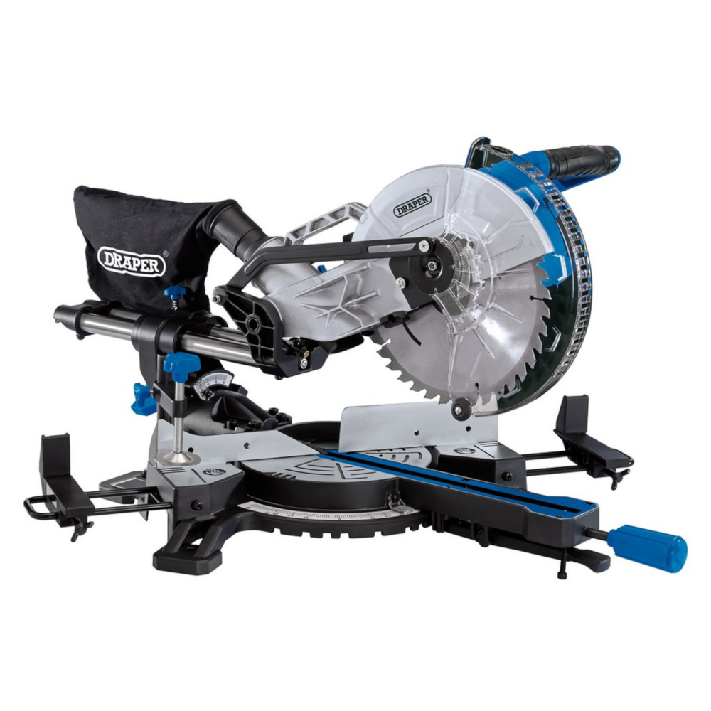 Draper 90170 Single Bevel Compound Woodworking Mitre Saw with Laser Guide 255mm 1800W 230V
