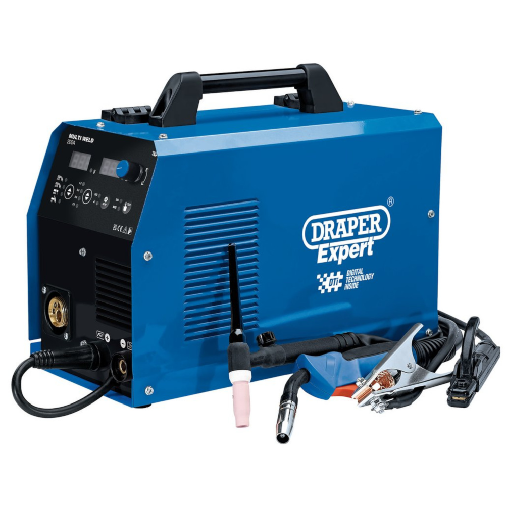 Draper 70043 Expert 3 in 1 Multi Process MIG MMA TIG Gas Gasless Welding Machine, 200 Amp 230V