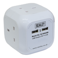 1.4m Extension Cable Cube 4 x 230V & 2 x USB - White