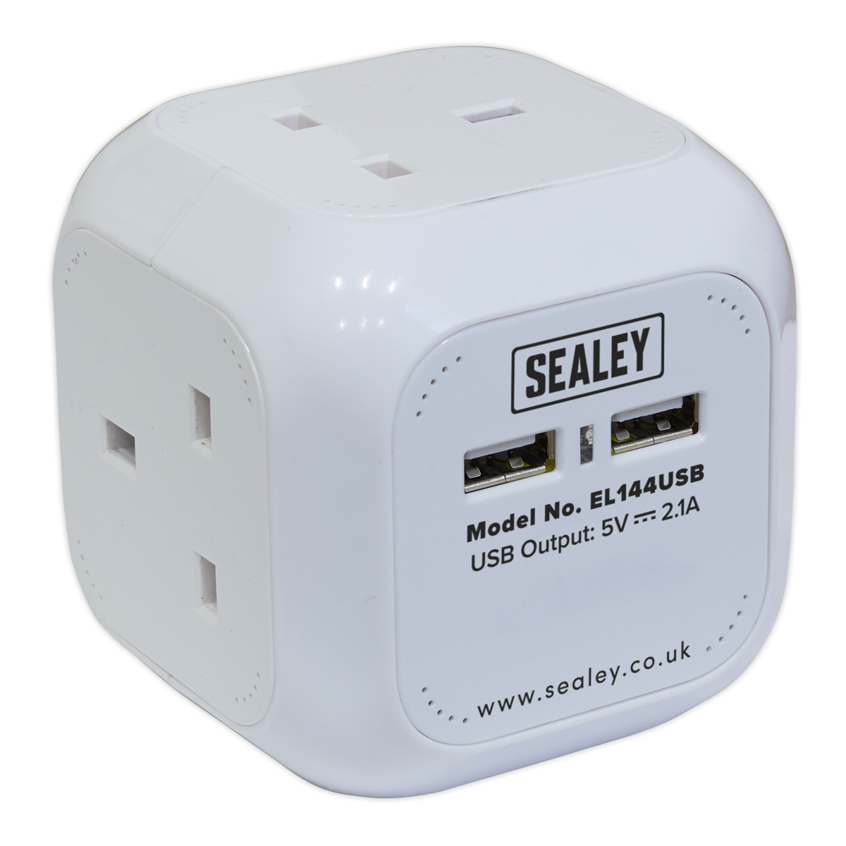 1.4m Extension Cable Cube 4 x 230V & 2 x USB - White