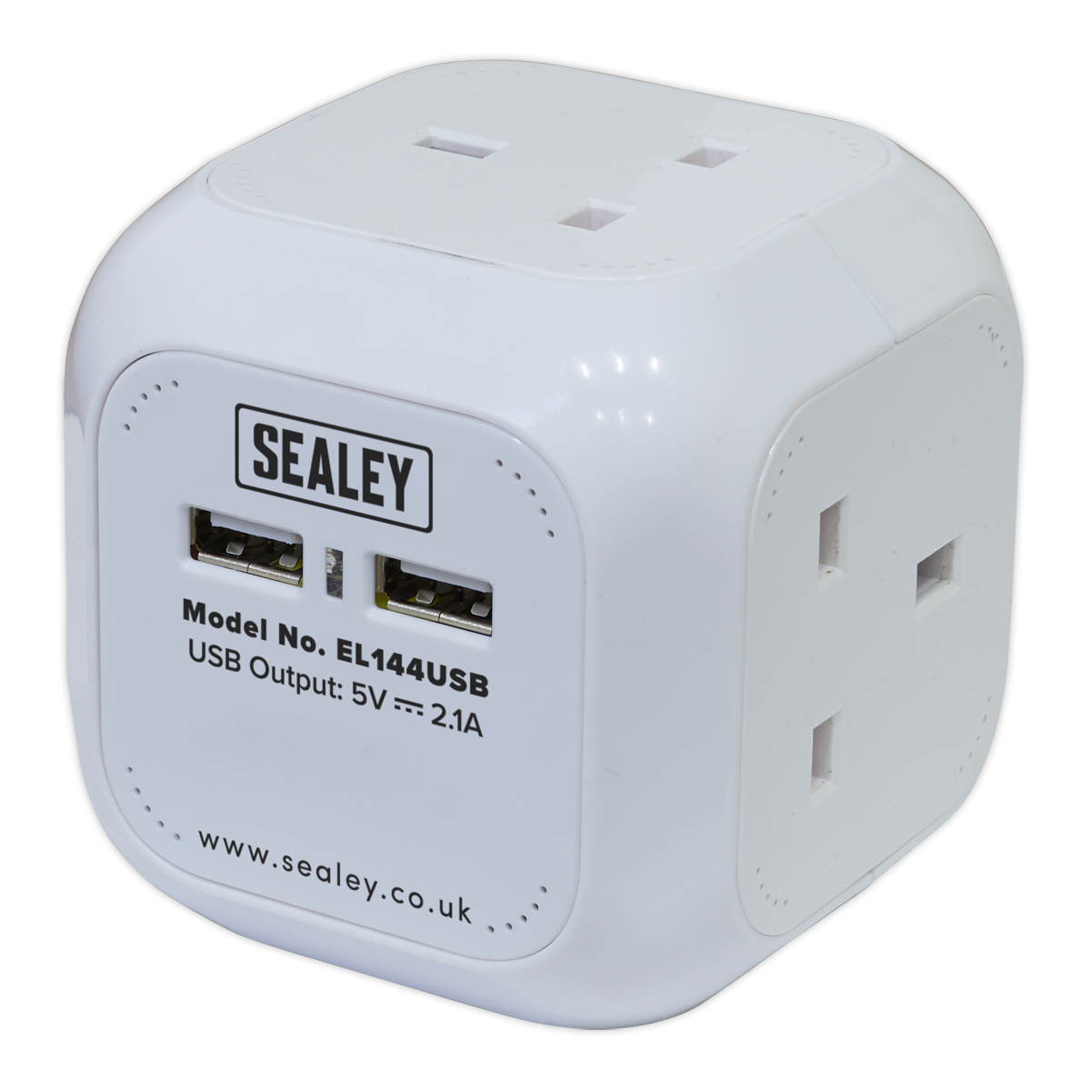 1.4m Extension Cable Cube 4 x 230V & 2 x USB - White