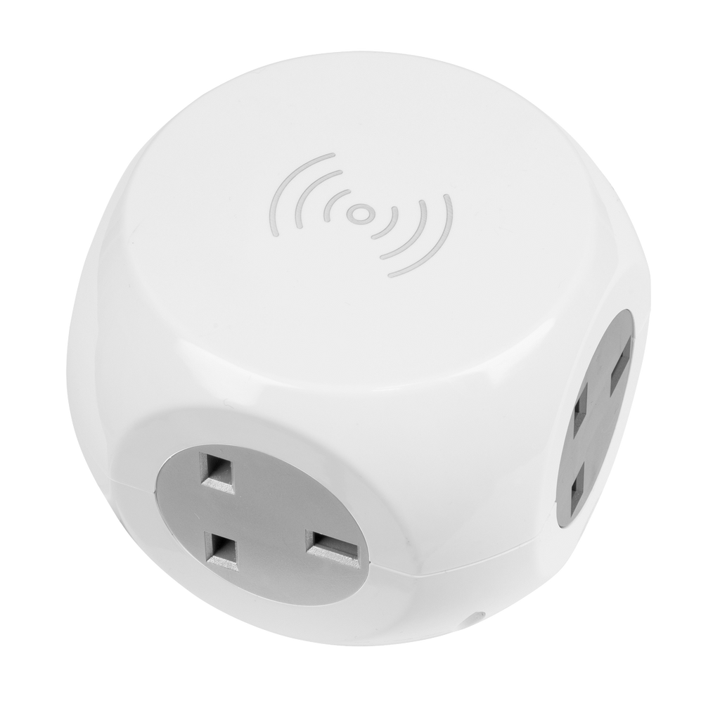 1.4m Extension Cable Cube & Wireless Charging Pad 3 x 230V &
